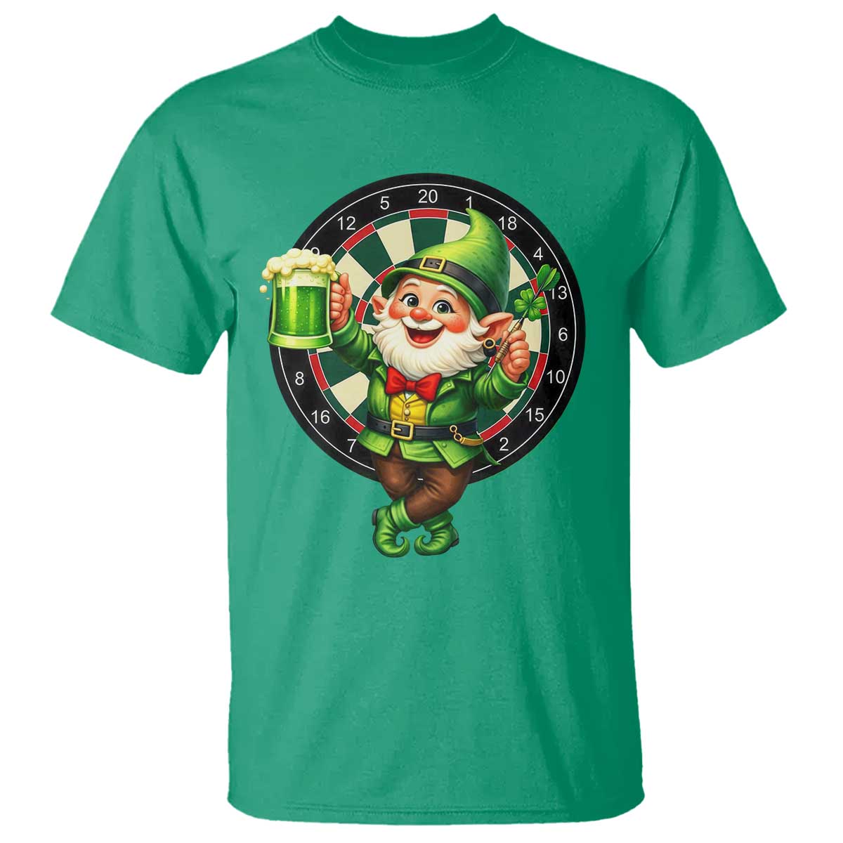 Cheerful Gnome Playing Darts T Shirt St Patricks Day Gift