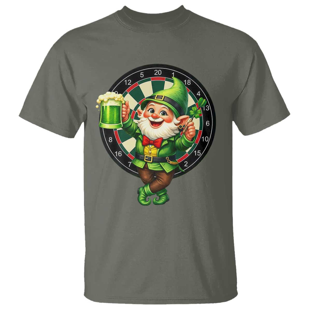 Cheerful Gnome Playing Darts T Shirt St Patricks Day Gift
