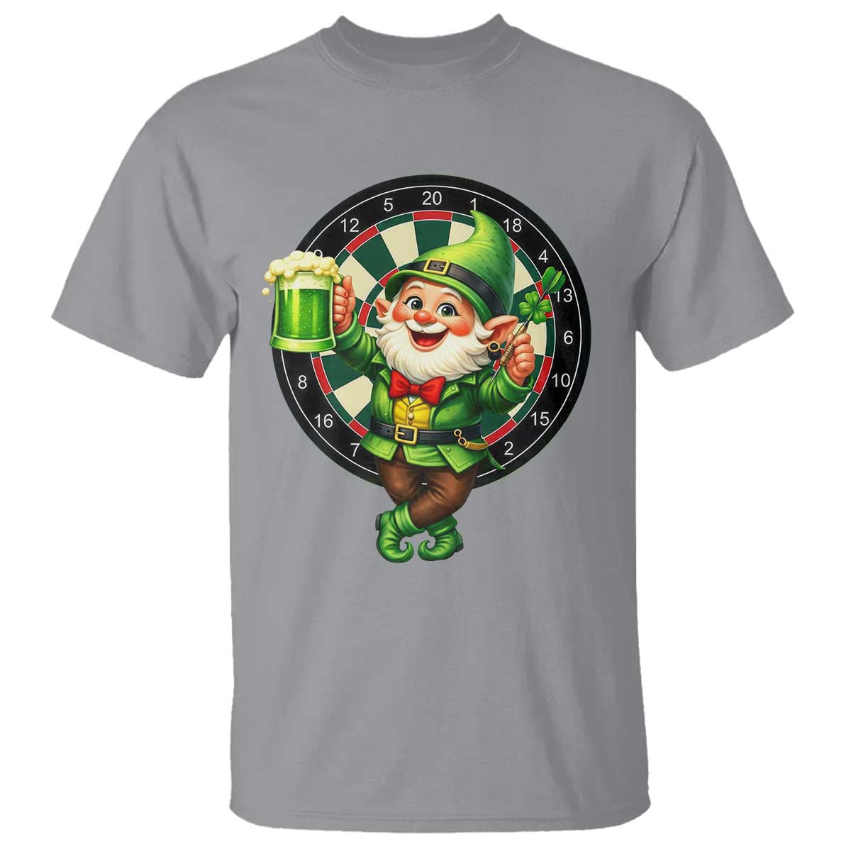 Cheerful Gnome Playing Darts T Shirt St Patricks Day Gift