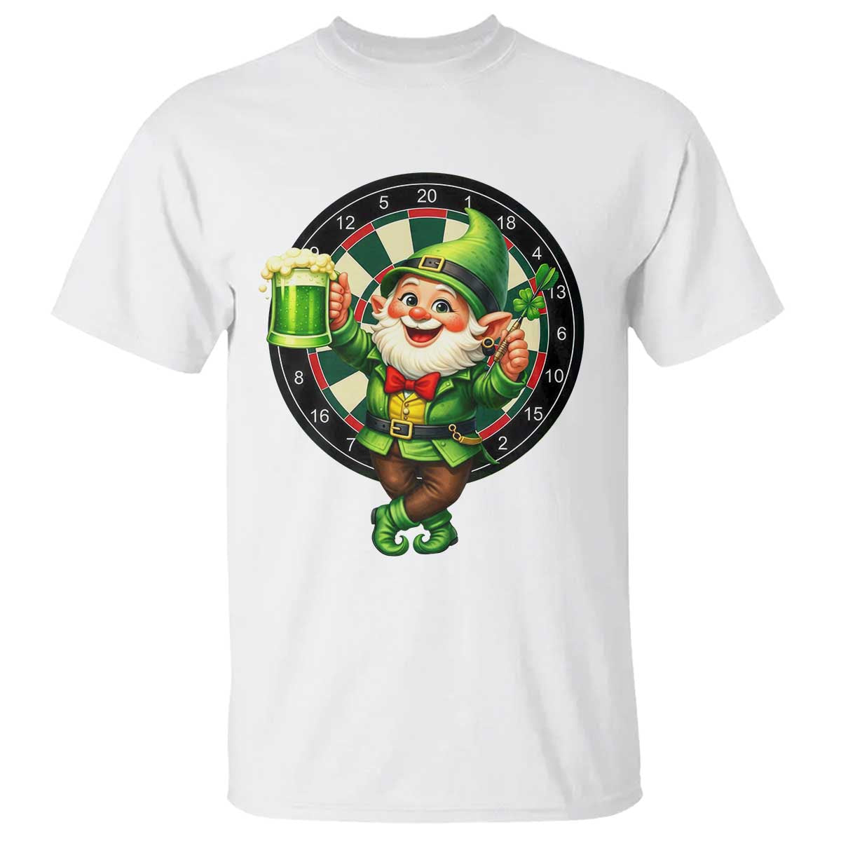 Cheerful Gnome Playing Darts T Shirt St Patricks Day Gift