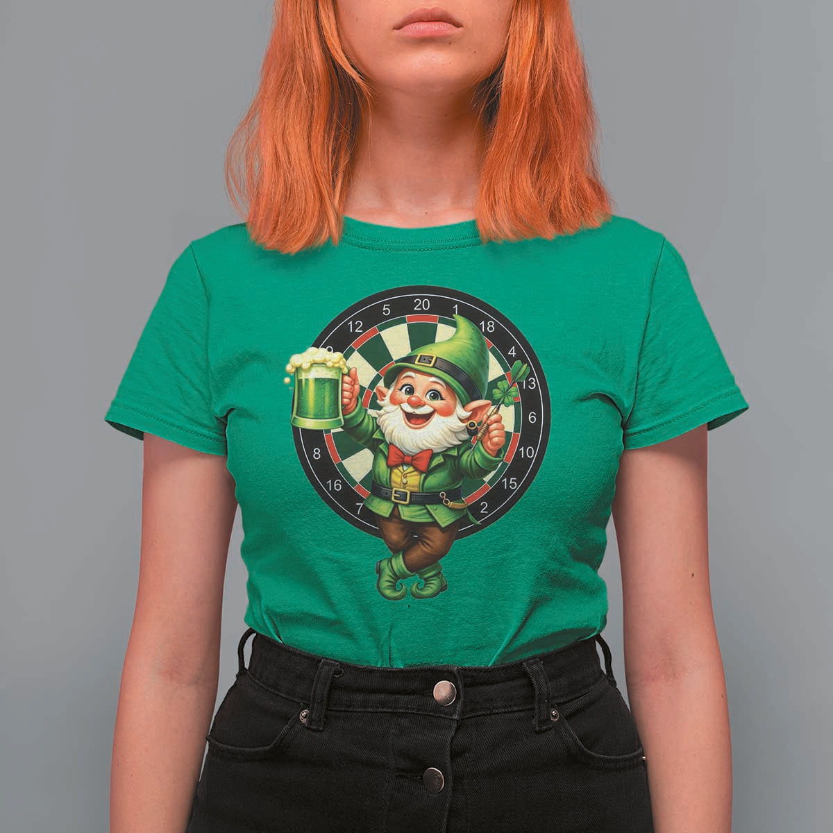 Cheerful Gnome Playing Darts T Shirt For Women St Patricks Day Gift