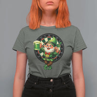 Cheerful Gnome Playing Darts T Shirt For Women St Patricks Day Gift