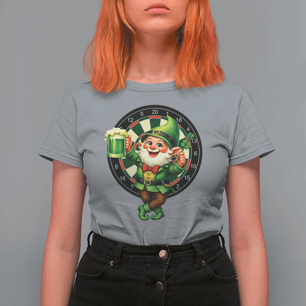 Cheerful Gnome Playing Darts T Shirt For Women St Patricks Day Gift