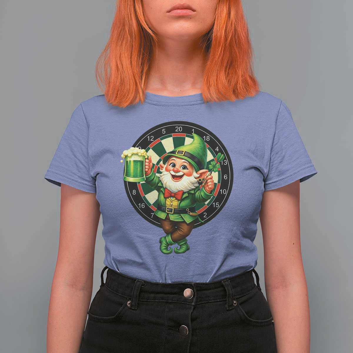 Cheerful Gnome Playing Darts T Shirt For Women St Patricks Day Gift