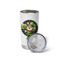 Cheerful Gnome Playing Darts Tumbler Cup St Patricks Day Gift
