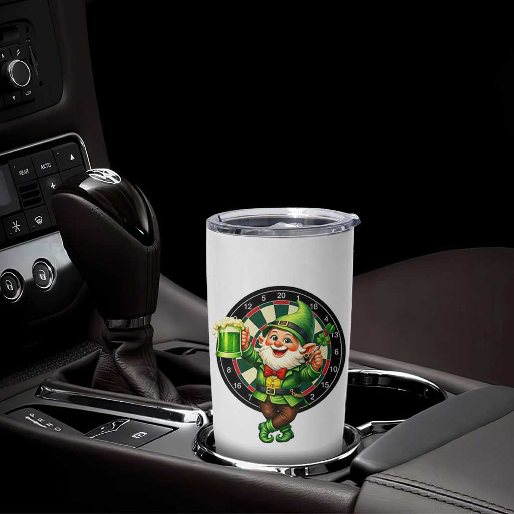Cheerful Gnome Playing Darts Tumbler Cup St Patricks Day Gift
