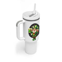 Cheerful Gnome Playing Darts Tumbler With Handle St Patricks Day Gift