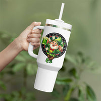 Cheerful Gnome Playing Darts Tumbler With Handle St Patricks Day Gift