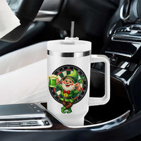 Cheerful Gnome Playing Darts Tumbler With Handle St Patricks Day Gift
