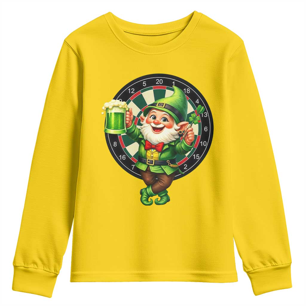 Cheerful Gnome Playing Darts Youth Sweatshirt St Patricks Day Gift