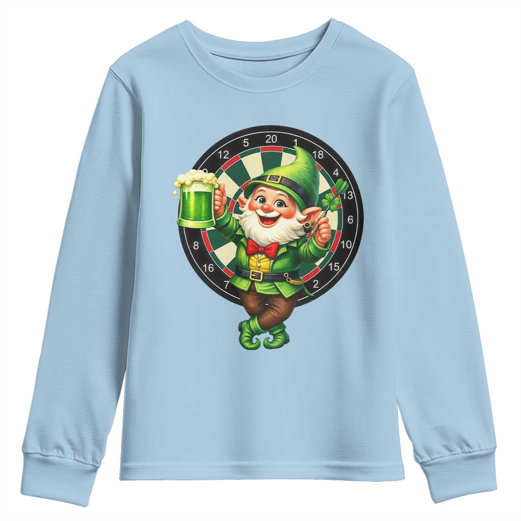 Cheerful Gnome Playing Darts Youth Sweatshirt St Patricks Day Gift