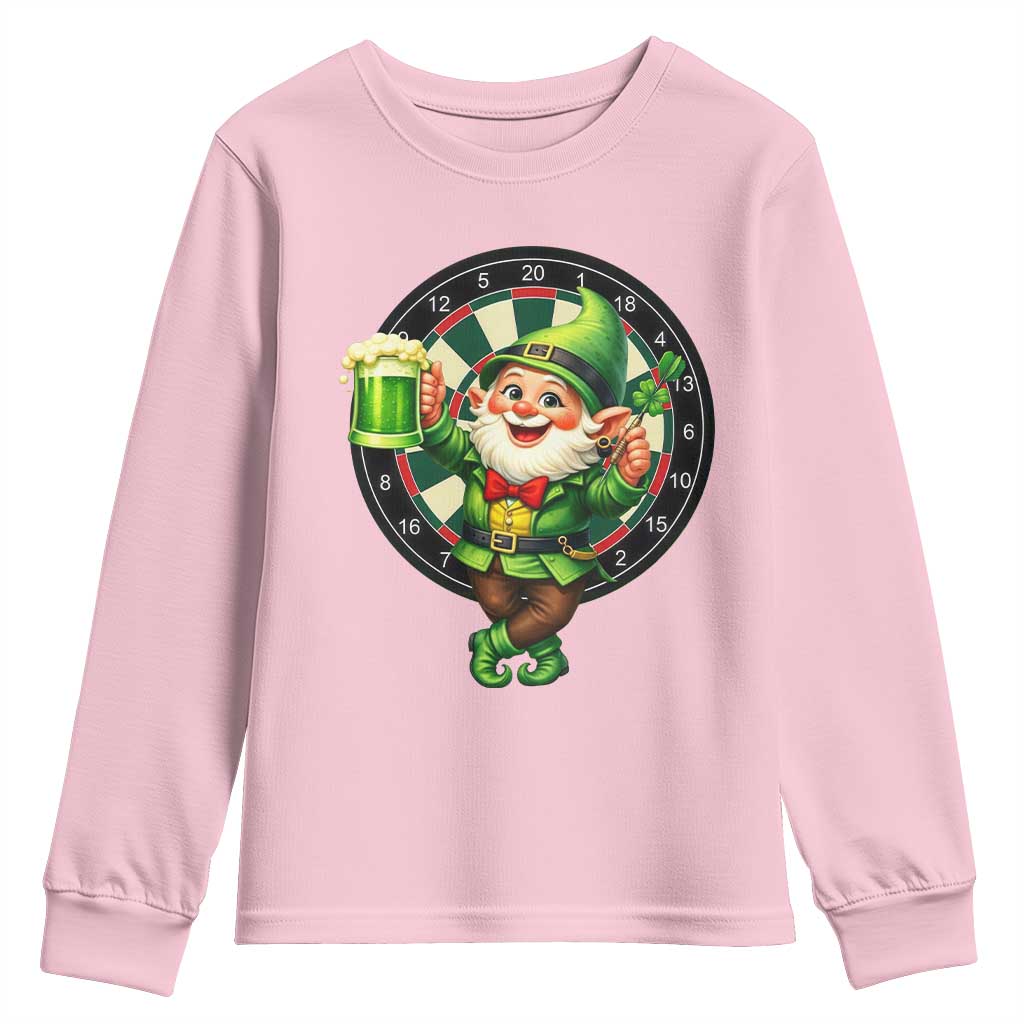 Cheerful Gnome Playing Darts Youth Sweatshirt St Patricks Day Gift