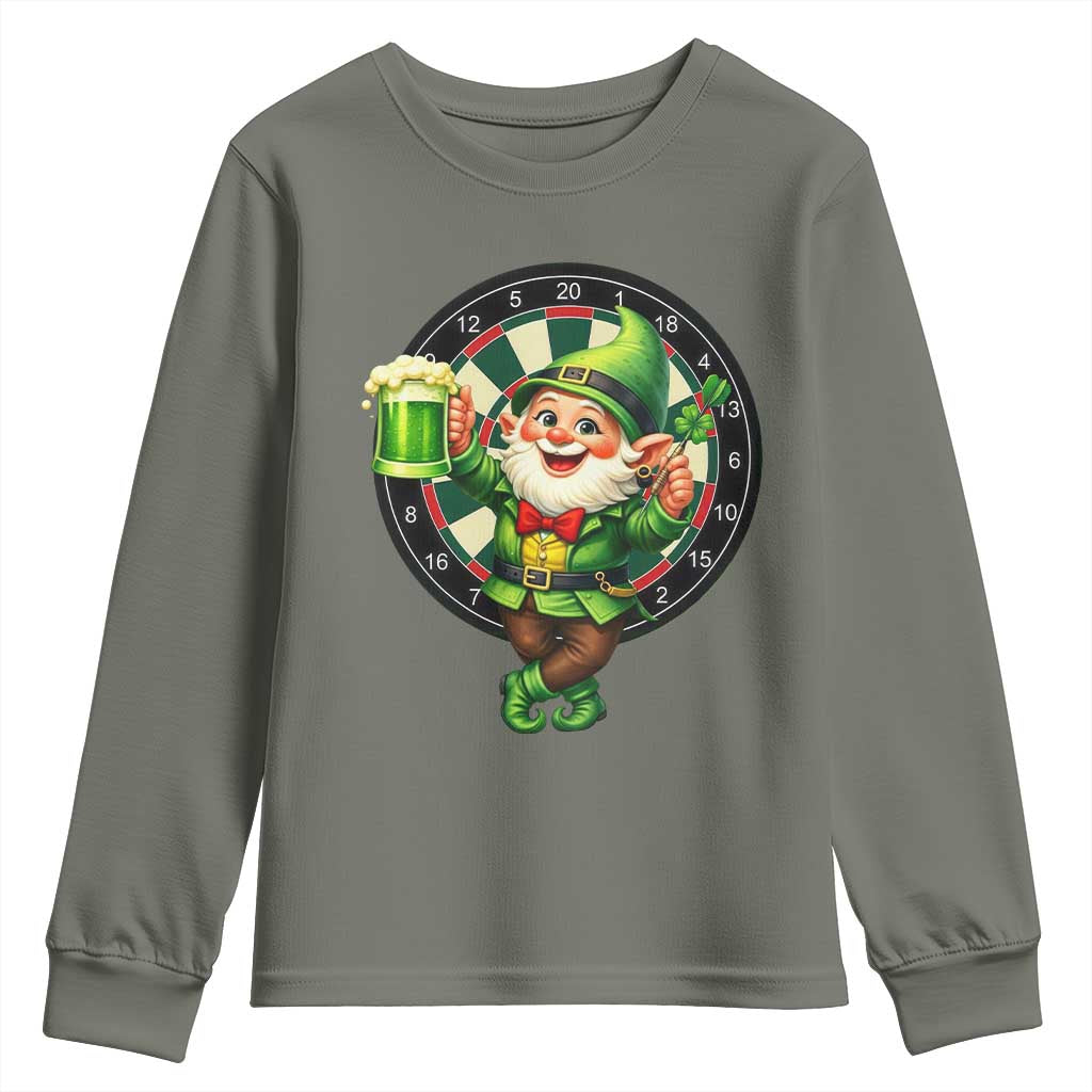 Cheerful Gnome Playing Darts Youth Sweatshirt St Patricks Day Gift