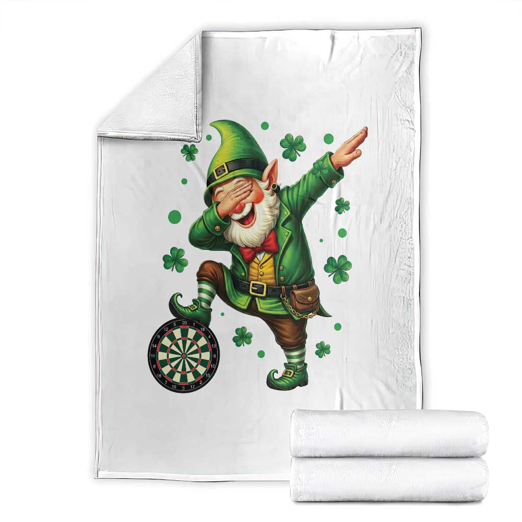 St Patricks Day Cheerful Gnome Dabbing Throw Blanket Darts Lover Gift