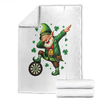 St Patricks Day Cheerful Gnome Dabbing Throw Blanket Darts Lover Gift