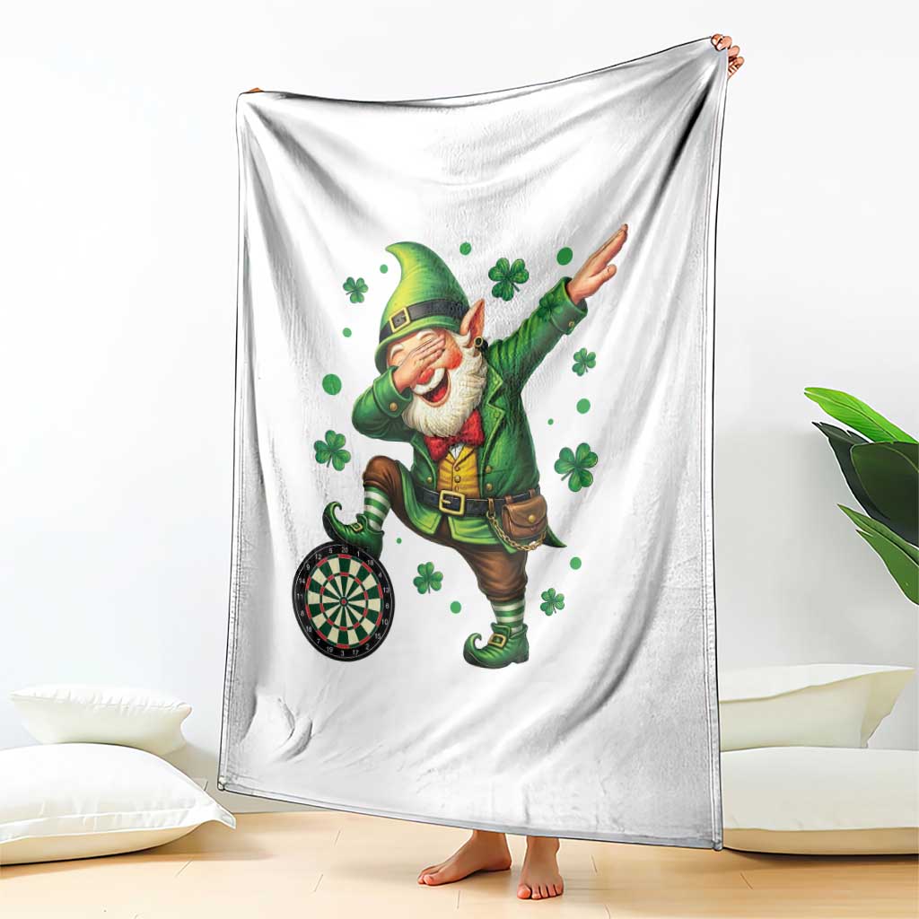 St Patricks Day Cheerful Gnome Dabbing Throw Blanket Darts Lover Gift