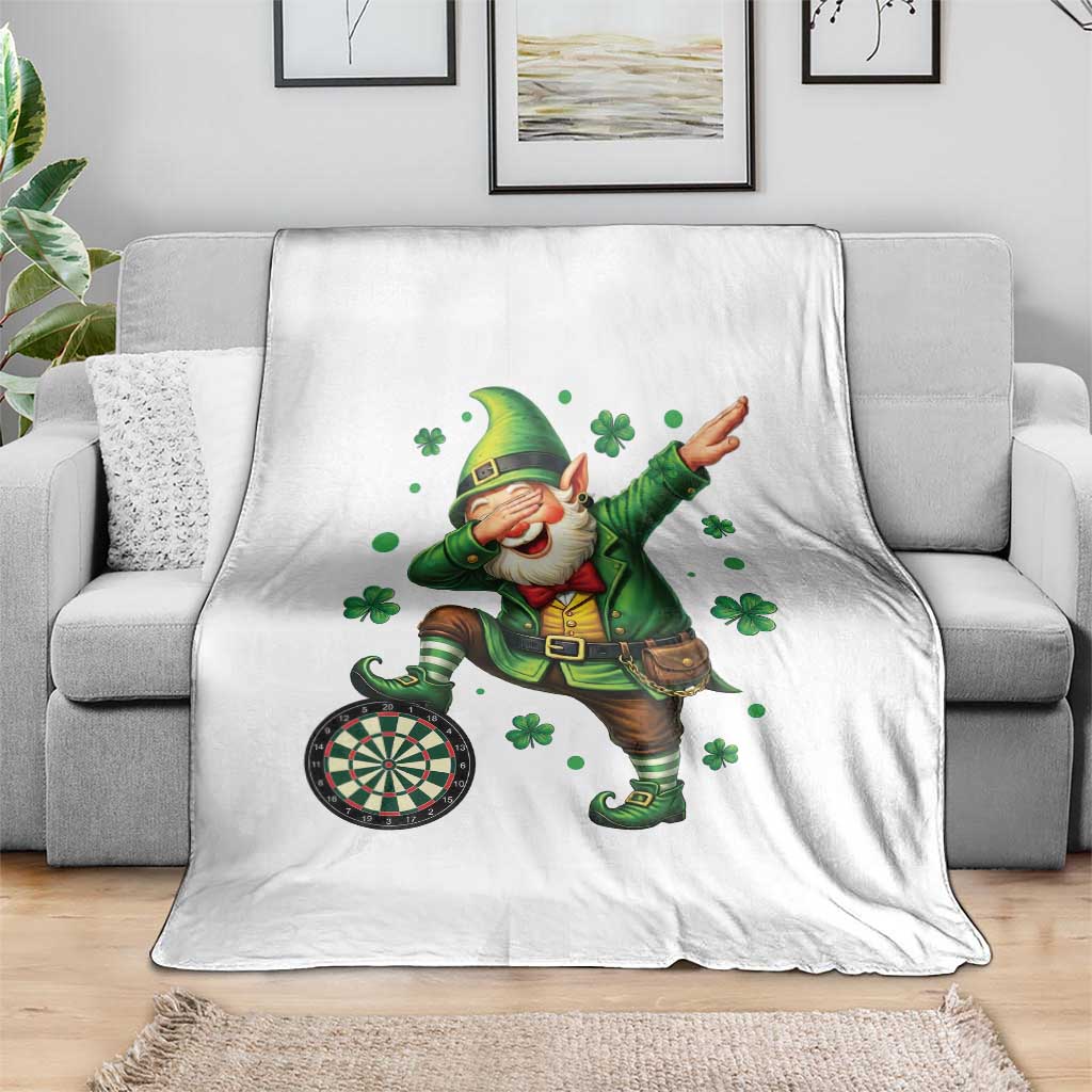 St Patricks Day Cheerful Gnome Dabbing Throw Blanket Darts Lover Gift