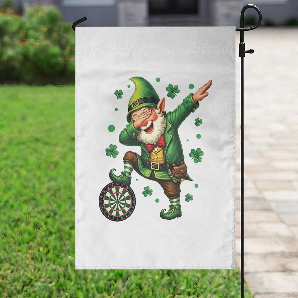 St Patricks Day Cheerful Gnome Dabbing Garden Flag Darts Lover Gift