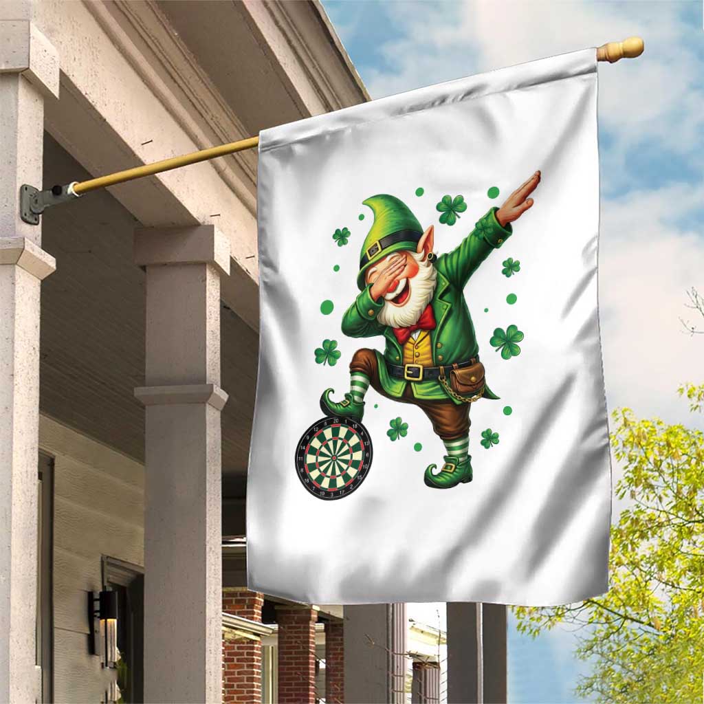 St Patricks Day Cheerful Gnome Dabbing Garden Flag Darts Lover Gift