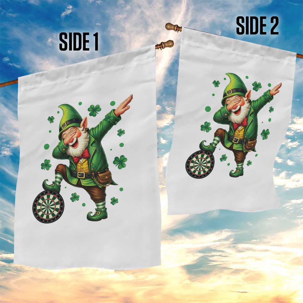 St Patricks Day Cheerful Gnome Dabbing Garden Flag Darts Lover Gift