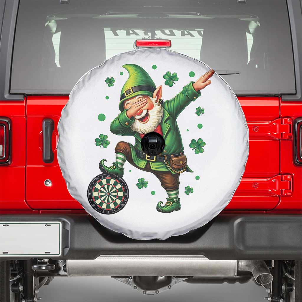 St Patricks Day Cheerful Gnome Dabbing Spare Tire Cover Darts Lover Gift