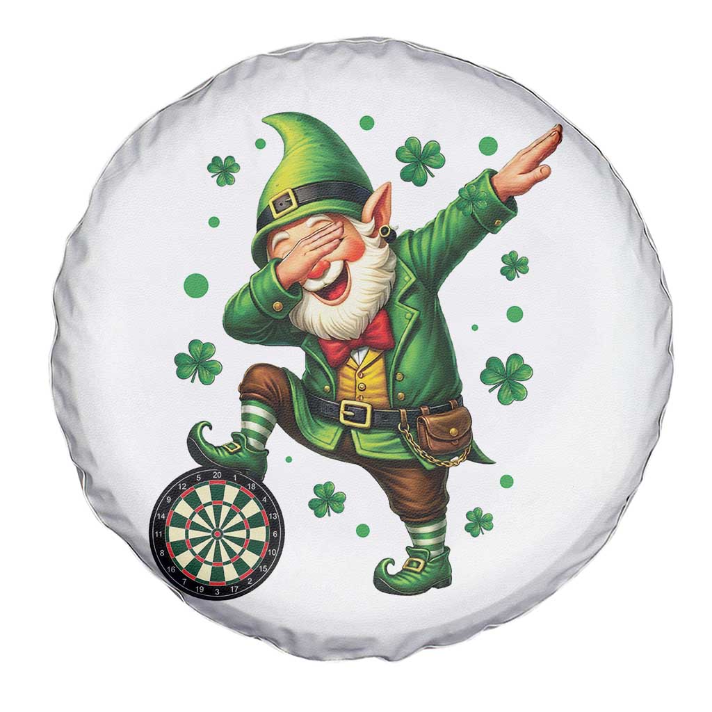 St Patricks Day Cheerful Gnome Dabbing Spare Tire Cover Darts Lover Gift