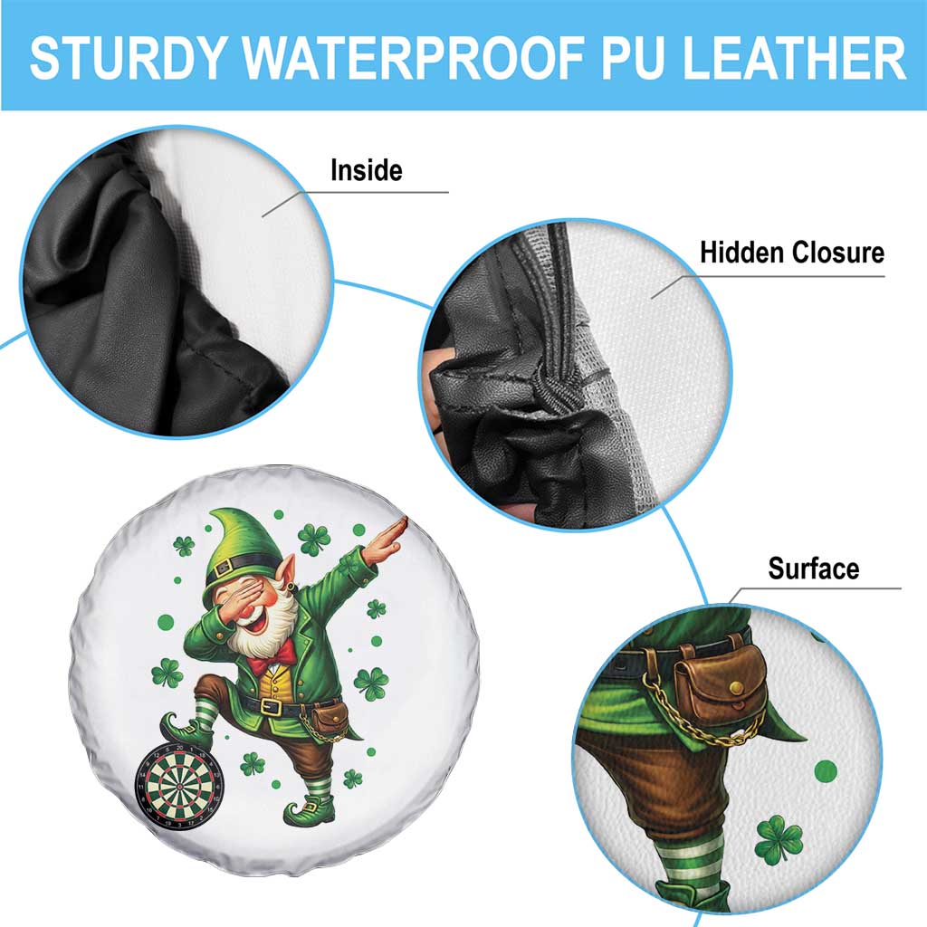 St Patricks Day Cheerful Gnome Dabbing Spare Tire Cover Darts Lover Gift