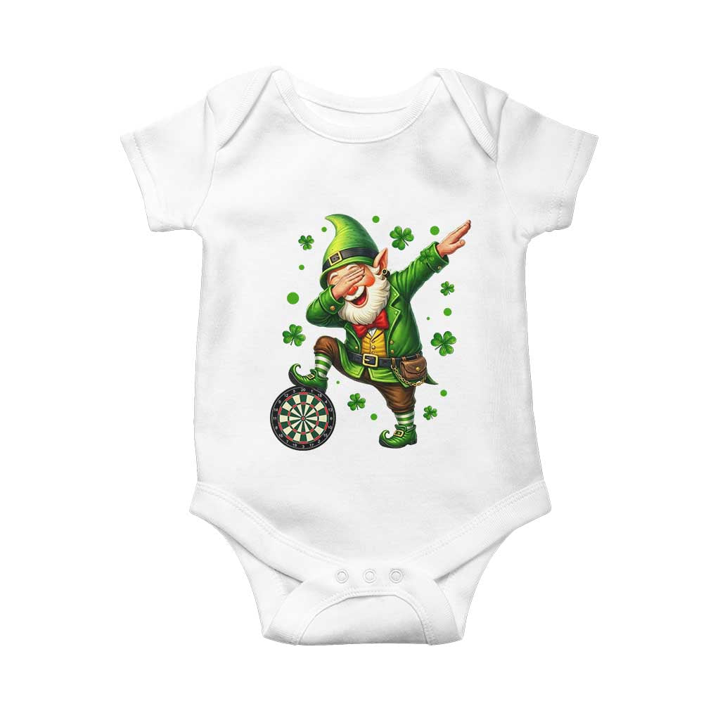 St Patricks Day Cheerful Gnome Dabbing Baby Onesie Darts Lover Gift