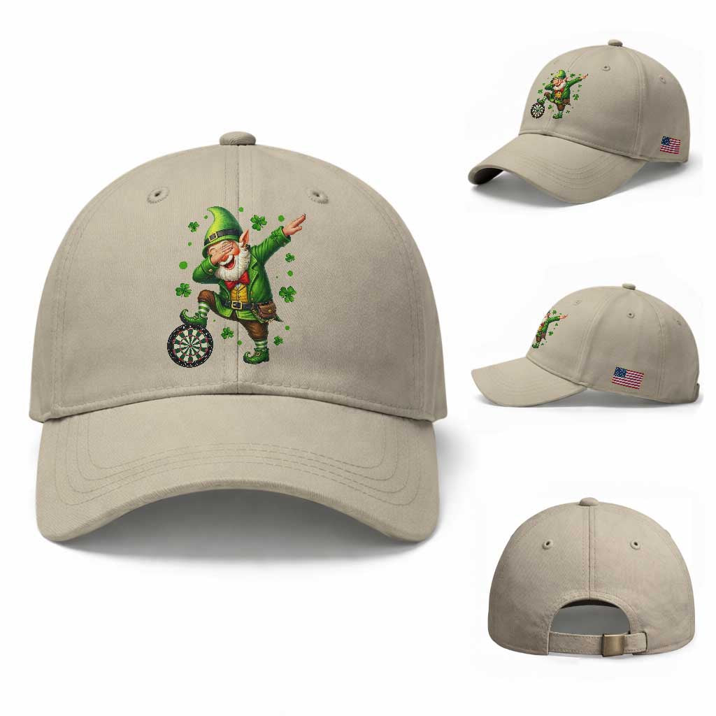 St Patricks Day Cheerful Gnome Dabbing Baseball Cap Darts Lover Gift