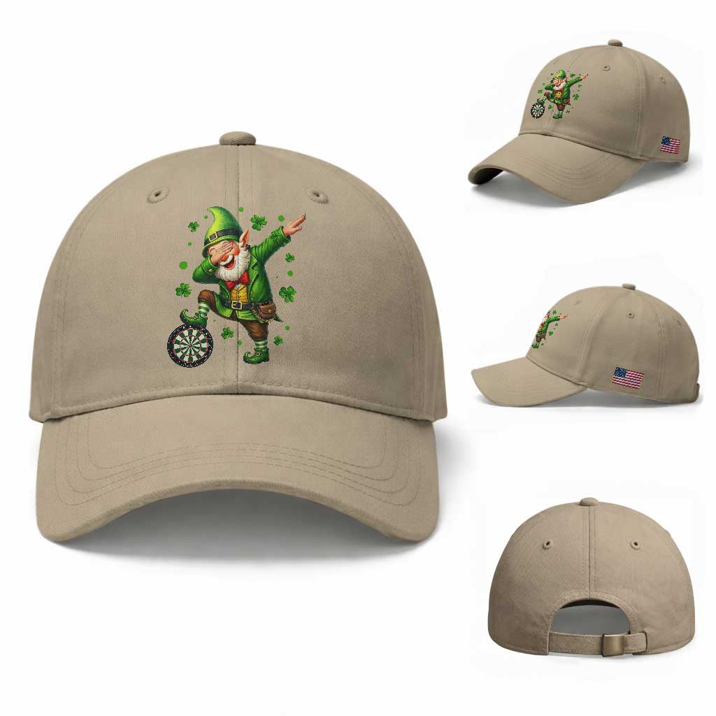 St Patricks Day Cheerful Gnome Dabbing Baseball Cap Darts Lover Gift