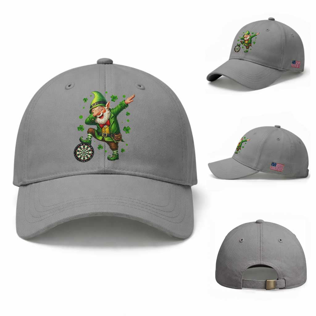 St Patricks Day Cheerful Gnome Dabbing Baseball Cap Darts Lover Gift