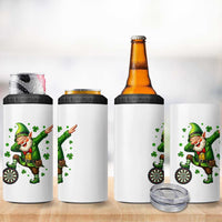 St Patricks Day Cheerful Gnome Dabbing 4 in 1 Can Cooler Tumbler Darts Lover Gift
