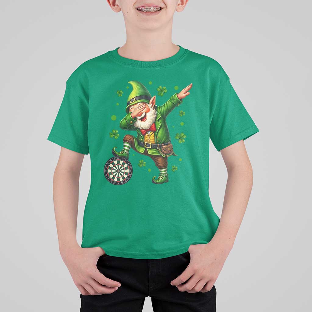 St Patricks Day Cheerful Gnome Dabbing T Shirt For Kid Darts Lover Gift