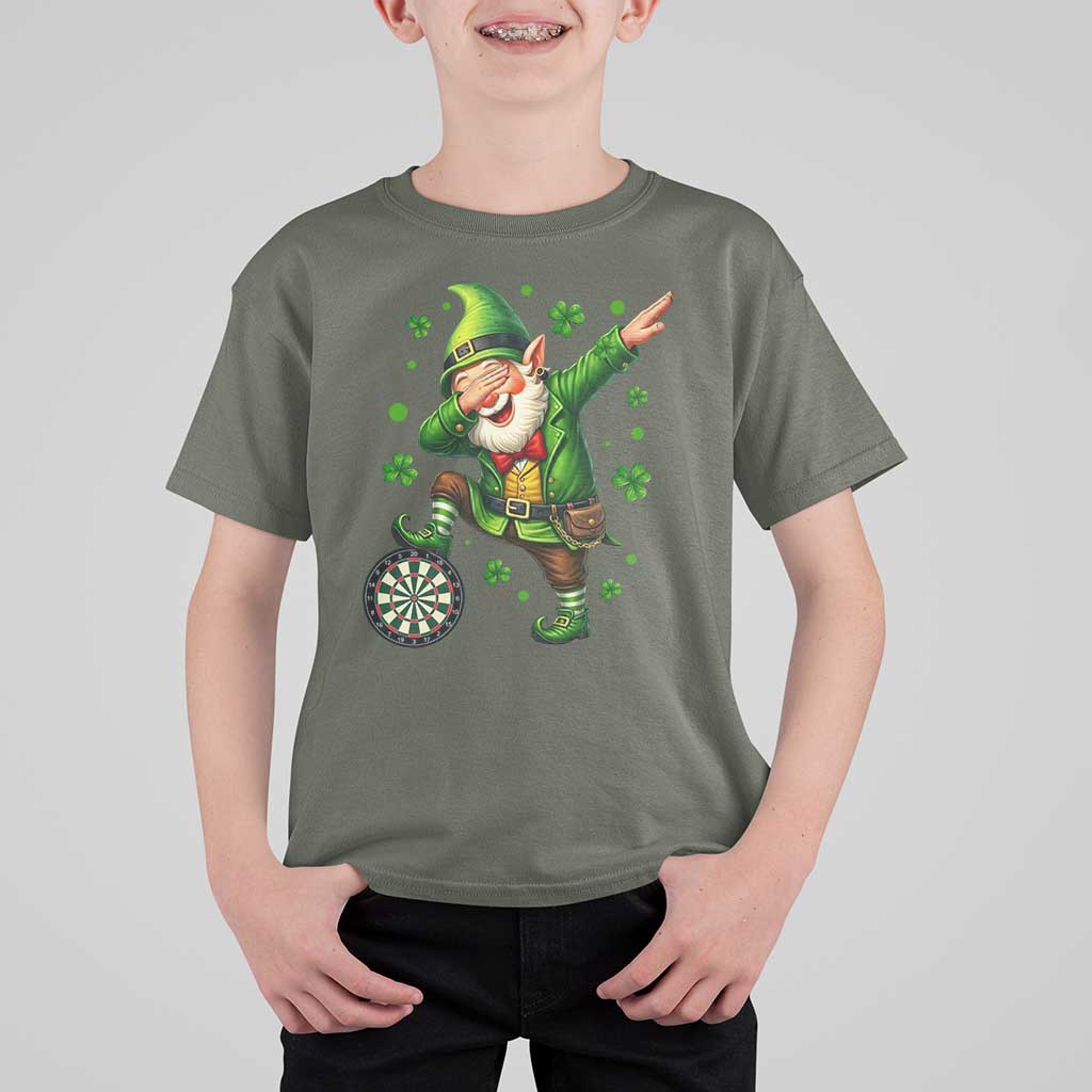 St Patricks Day Cheerful Gnome Dabbing T Shirt For Kid Darts Lover Gift