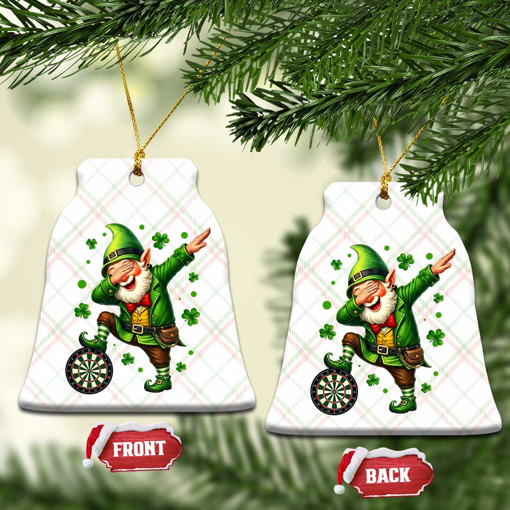 St Patricks Day Cheerful Gnome Dabbing Ceramic Ornament Darts Lover Gift