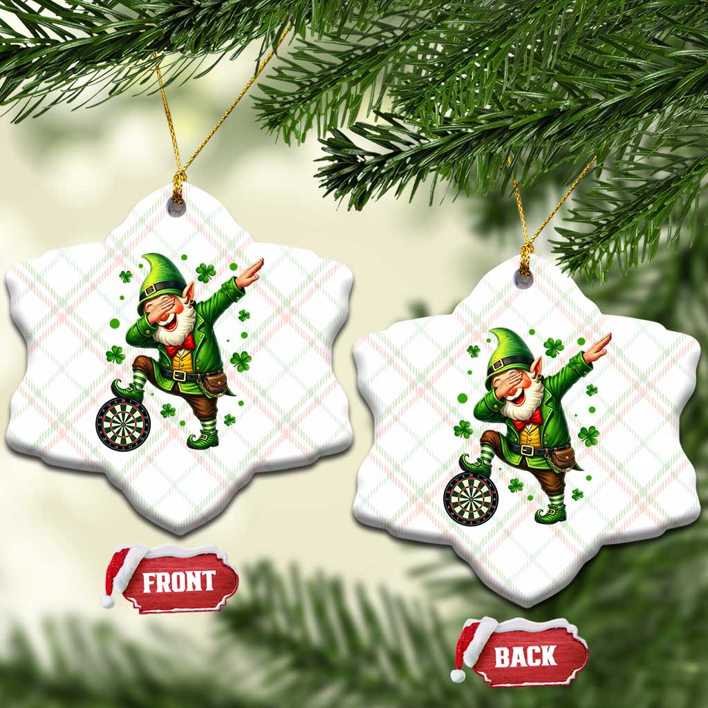 St Patricks Day Cheerful Gnome Dabbing Ceramic Ornament Darts Lover Gift