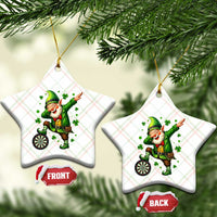 St Patricks Day Cheerful Gnome Dabbing Ceramic Ornament Darts Lover Gift