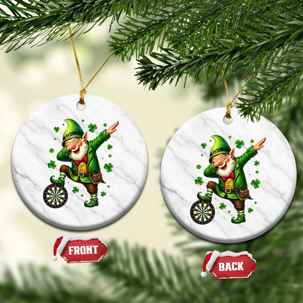 St Patricks Day Cheerful Gnome Dabbing Ceramic Ornament Darts Lover Gift