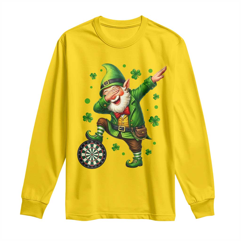 St Patricks Day Cheerful Gnome Dabbing Long Sleeve Shirt Darts Lover Gift