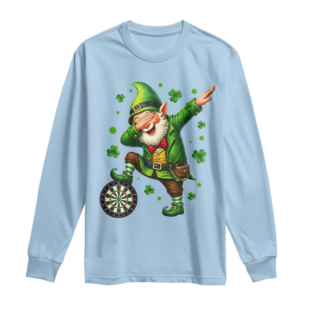 St Patricks Day Cheerful Gnome Dabbing Long Sleeve Shirt Darts Lover Gift