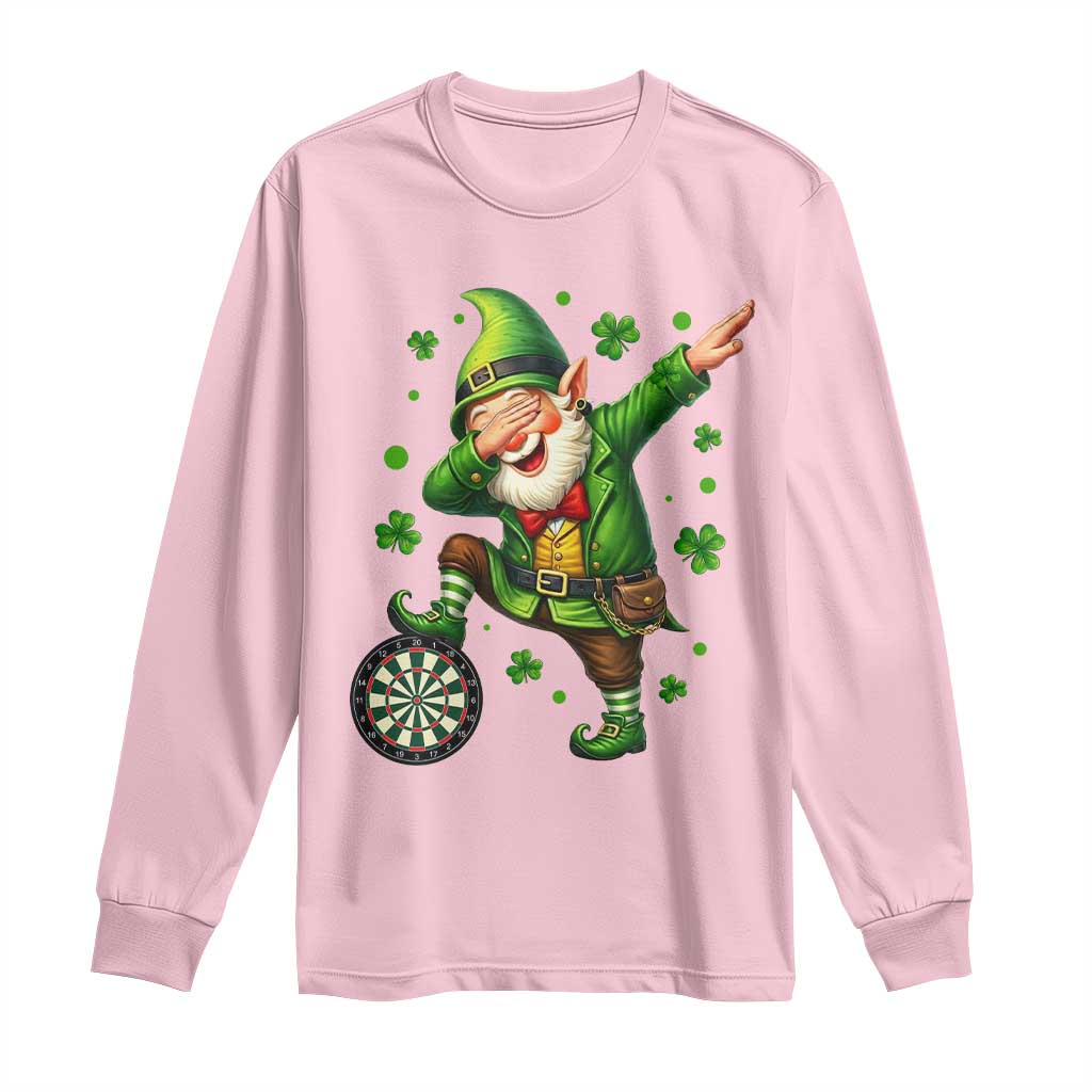 St Patricks Day Cheerful Gnome Dabbing Long Sleeve Shirt Darts Lover Gift