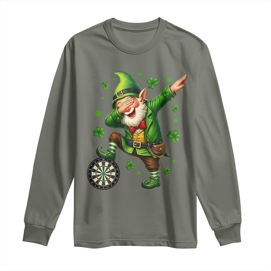 St Patricks Day Cheerful Gnome Dabbing Long Sleeve Shirt Darts Lover Gift