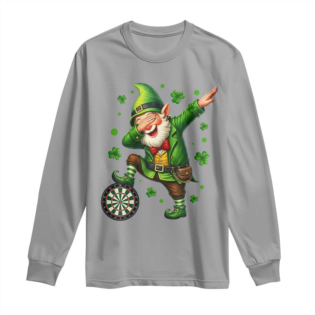 St Patricks Day Cheerful Gnome Dabbing Long Sleeve Shirt Darts Lover Gift