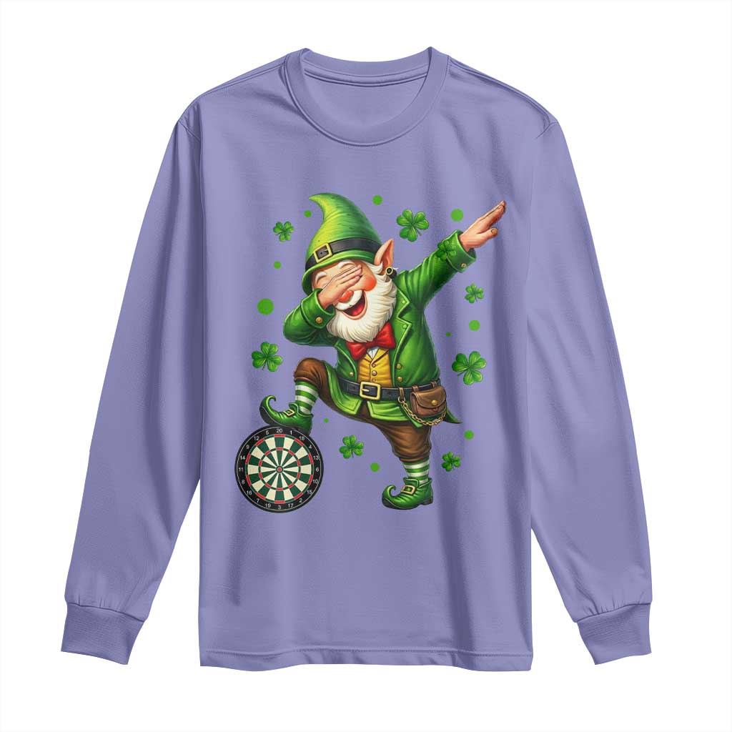 St Patricks Day Cheerful Gnome Dabbing Long Sleeve Shirt Darts Lover Gift