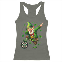 St Patricks Day Cheerful Gnome Dabbing Racerback Tank Top Darts Lover Gift