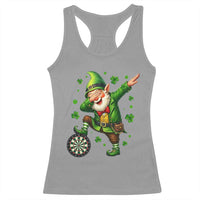 St Patricks Day Cheerful Gnome Dabbing Racerback Tank Top Darts Lover Gift