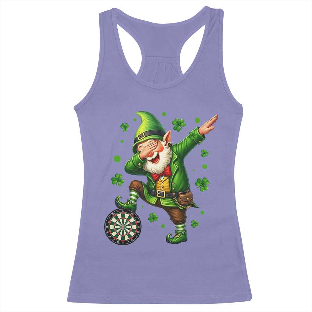 St Patricks Day Cheerful Gnome Dabbing Racerback Tank Top Darts Lover Gift