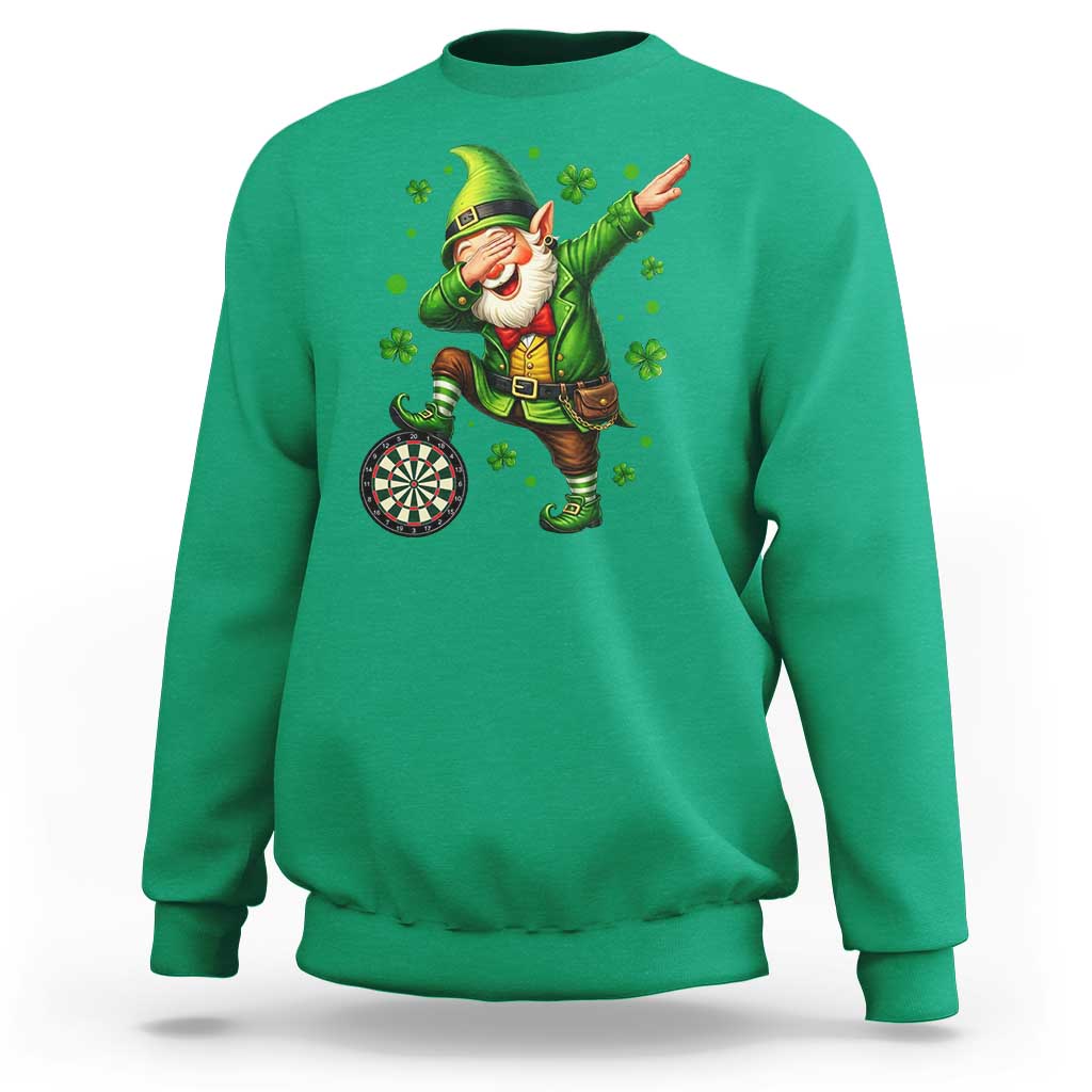 St Patricks Day Cheerful Gnome Dabbing Sweatshirt Darts Lover Gift