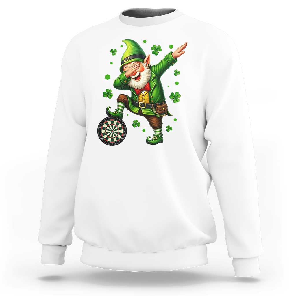 St Patricks Day Cheerful Gnome Dabbing Sweatshirt Darts Lover Gift