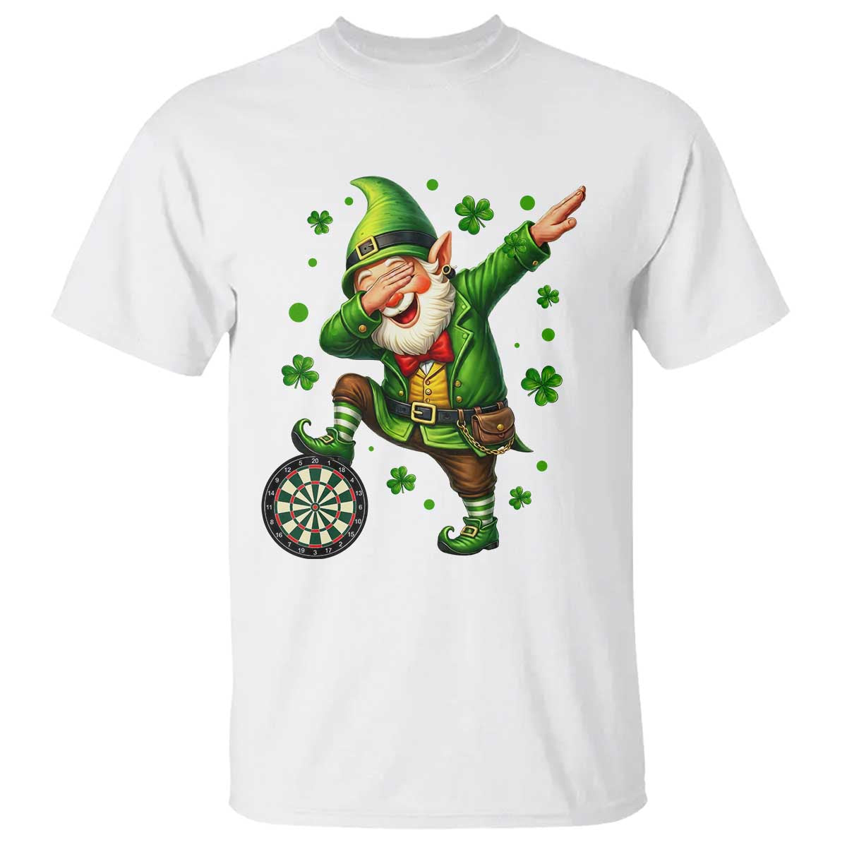 St Patricks Day Cheerful Gnome Dabbing T Shirt Darts Lover Gift